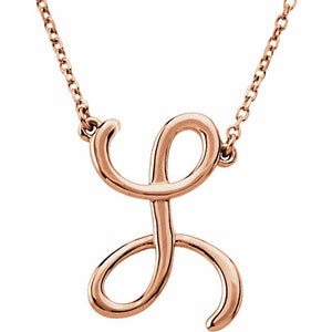 14K Gold Script Initial Necklace