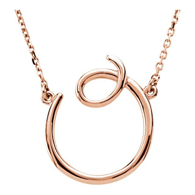 14K Gold Script Initial Necklace
