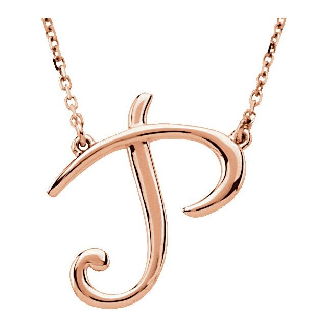 14K Gold Script Initial Necklace