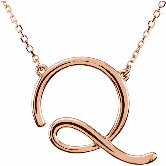 14K Gold Script Initial Necklace