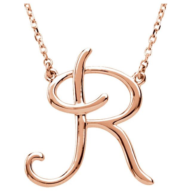 14K Gold Script Initial Necklace