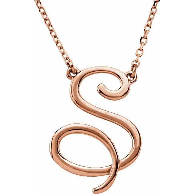 14K Gold Script Initial Necklace