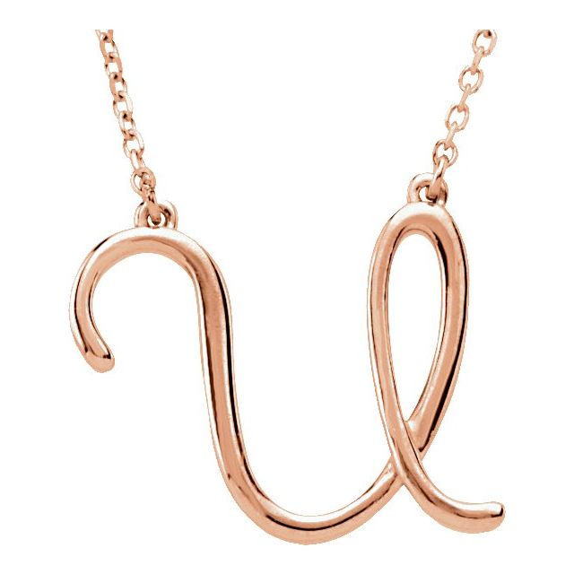 14K Gold Script Initial Necklace