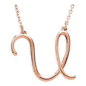 14K Gold Script Initial Necklace