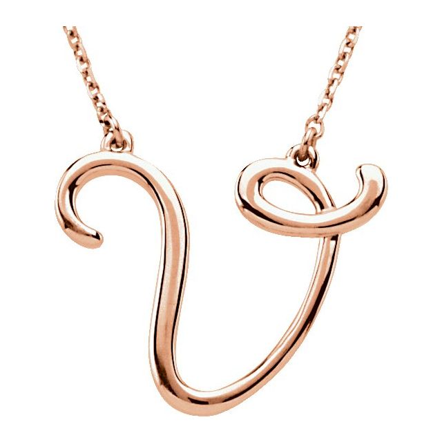 14K Gold Script Initial Necklace