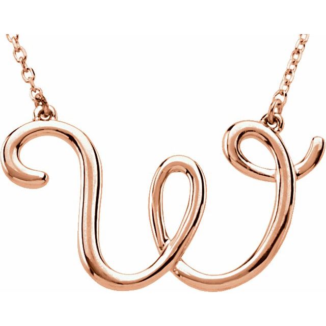 14K Gold Script Initial Necklace