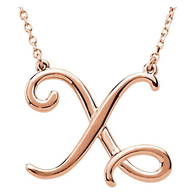 14K Gold Script Initial Necklace