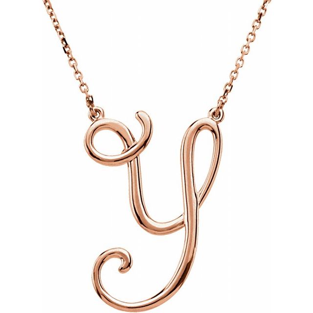 14K Gold Script Initial Necklace