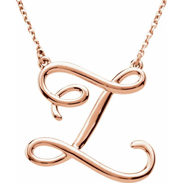 14K Gold Script Initial Necklace