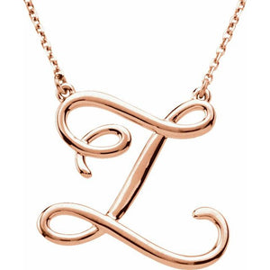 14K Gold Script Initial Necklace