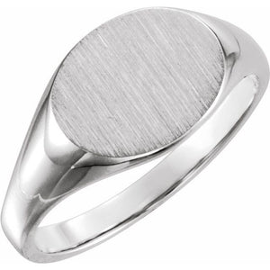 Signet Ring | 14K Gold, 18K Gold, Silver & Platinum | 12 X 9 Mm | Oval | Polished