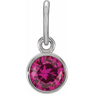 Imitation Garnet Charm | 14K Gold & Silver | options* | 4 Mm | Round | Polished (V2.3)