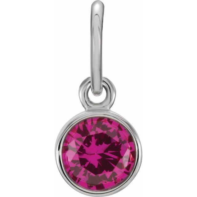 14K Gold Posh Mommy Imitation Garnet Birthstone Charm