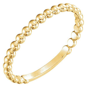 14K Gold & Platinum Stackable Bead Ring - Options Available