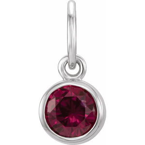 Imitation Garnet Charm/Pendant | 14K Gold & Silver options* | Round | Polished