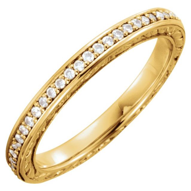 14K Gold Natural Diamond Sculptural Eternity Band
