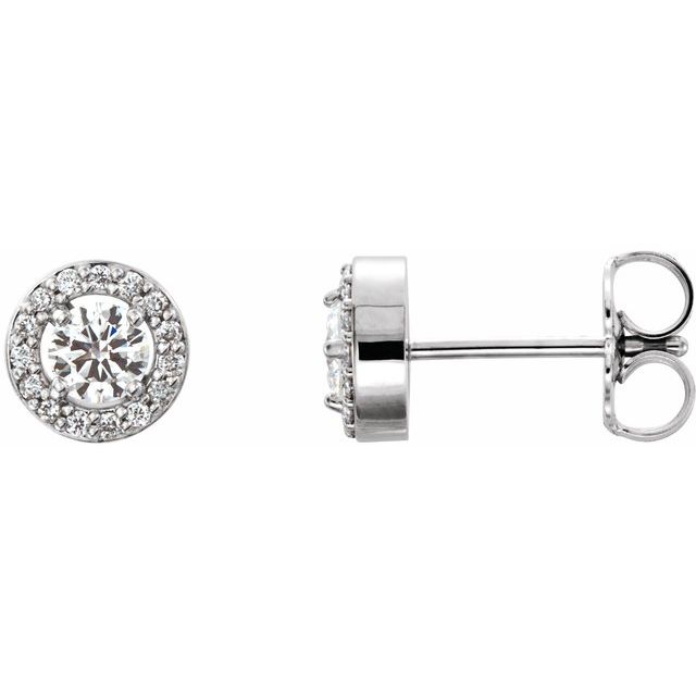 14K Gold Natural Diamond Halo-Style Earrings