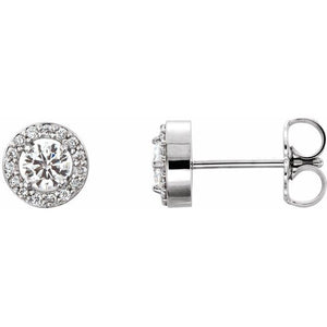 14K Gold Natural Diamond Halo-Style Earrings