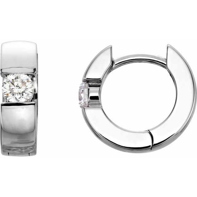 14K Gold Natural Diamond Hinged Huggie Earrings - Options Available