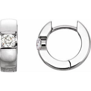 14K Gold Natural Diamond Hinged Huggie Earrings - Options Available