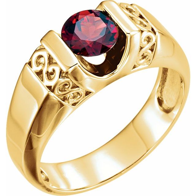 Natural Mozambique Garnet Ring | 14K Gold, Silver & Platinum | 7 Mm | Round