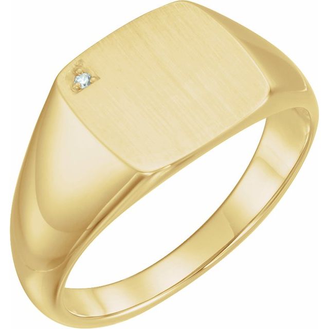 Natural Diamond Signet Ring | 14K Gold & Platinum | .0075 CTW | Round | Polished