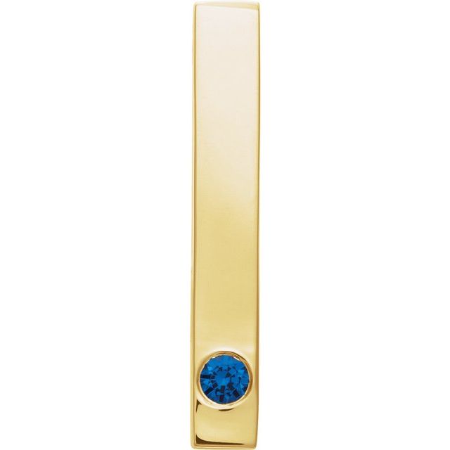 14K Gold Natural Mozambique Garnet Engravable Family Bar Pendant