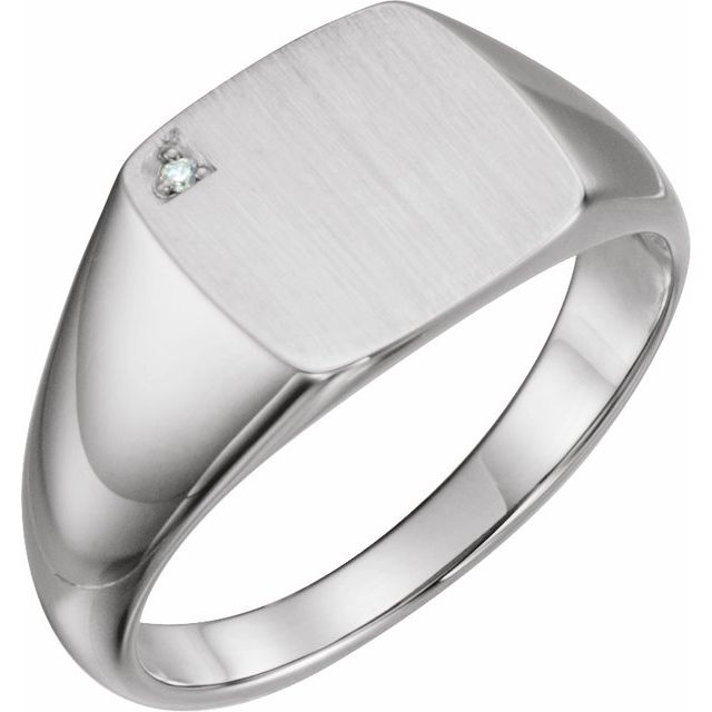 Natural Diamond Signet Ring | 14K Gold & Platinum | .0075 CTW | Round | Polished