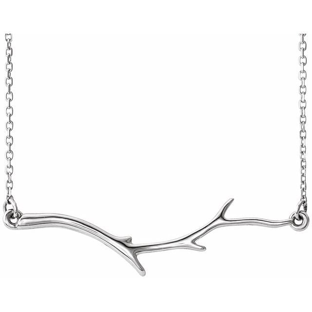 14K White Branch Bar 16-18" Necklace