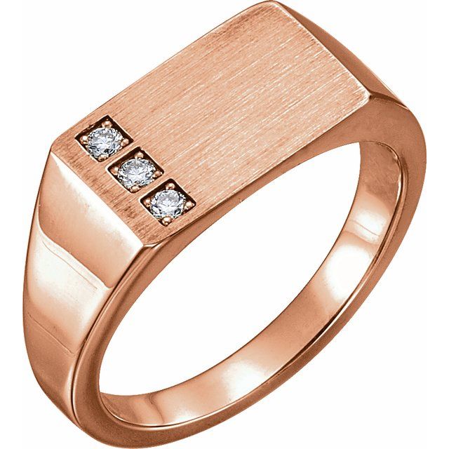 Natural Diamond Rectangle Signet Ring | 14K Gold, Silver & Platinum | 1/10 CTW