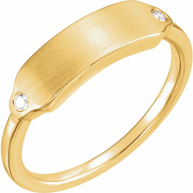 14K Gold Natural Diamond Signet Ring