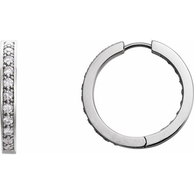 14K Gold Natural Diamond Hoop Earrings - Options Available