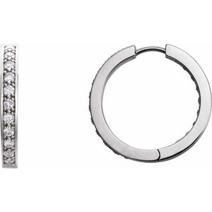 14K Gold Natural Diamond Hoop Earrings - Options Available