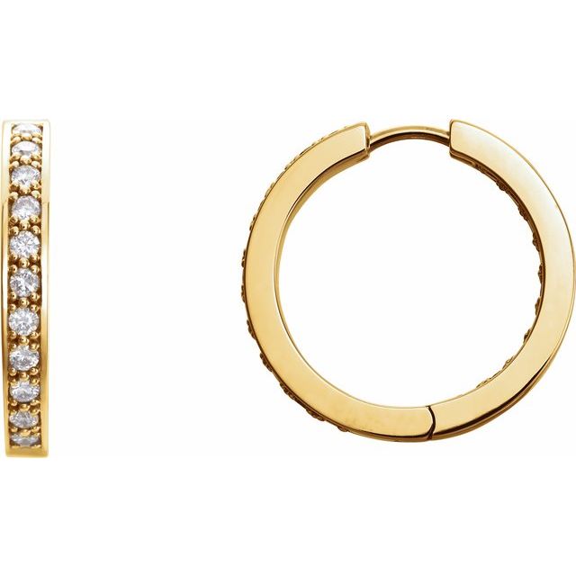 14K Gold Natural Diamond Hoop Earrings - Options Available
