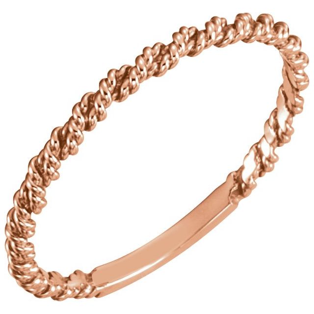 18K Rose Gold Twisted Rope 2 mm Band - Elegant Everyday Ring