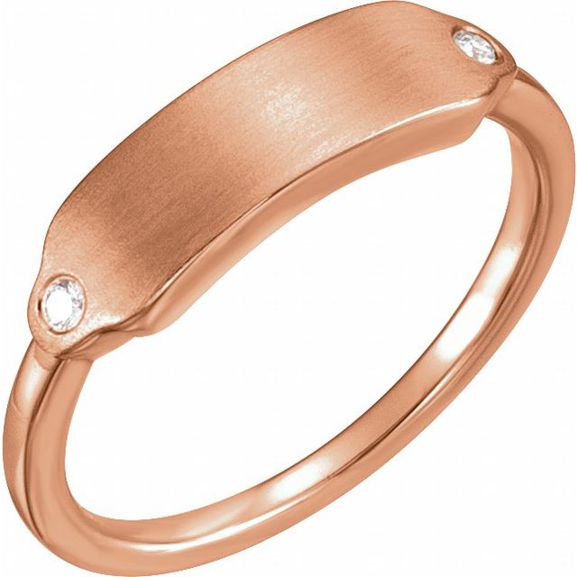 14K Gold Natural Diamond Signet Ring
