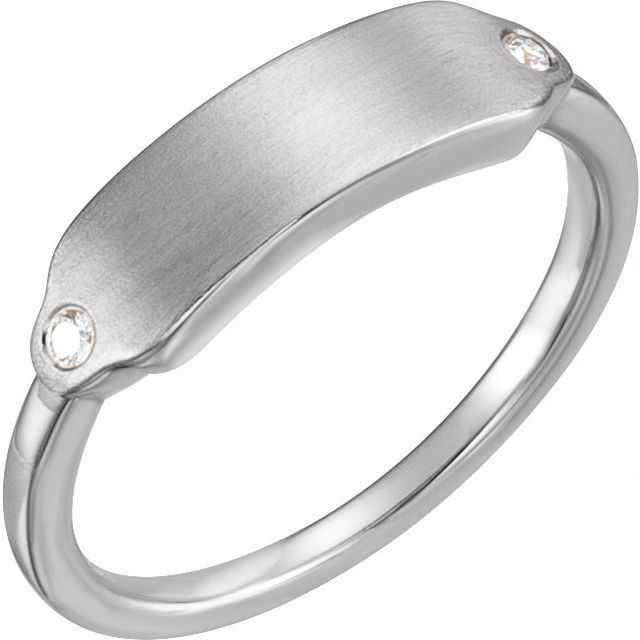 14K Gold Natural Diamond Signet Ring