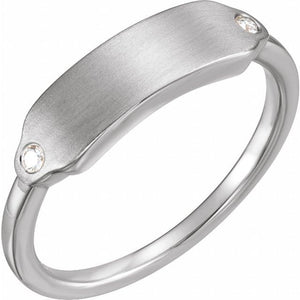 14K Gold Natural Diamond Signet Ring