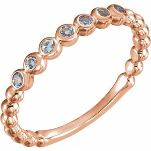 14K Gold Natural Aquamarine Stackable Ring