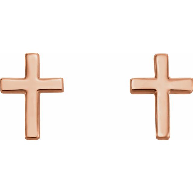 14K White Gold Cross Earring – 7.5 mm Polished Design