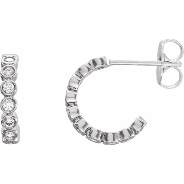 14K Gold Natural Diamond Hoop Earrings - Options Available