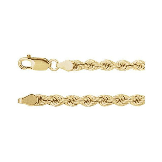 14K Yellow 4 mm Rope 7" Chain