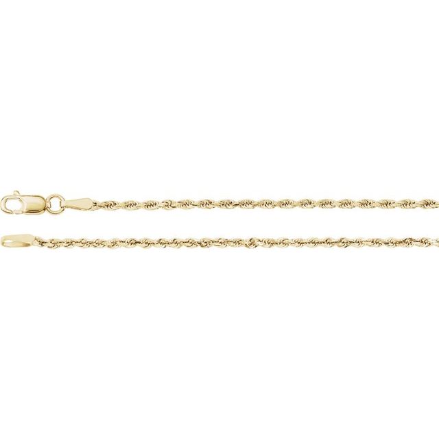 14K Yellow Gold, 1.8 mm Diamond-Cut Rope Chain - Elegant Design