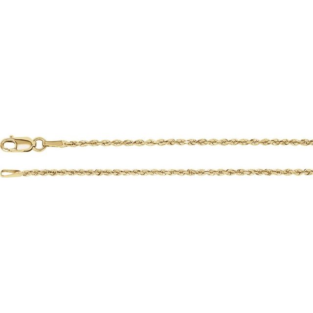 14K Yellow Gold 1.6 mm Diamond-Cut Rope 7" Chain