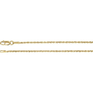 14K Yellow Gold 1.6 mm Diamond-Cut Rope Chain - 16