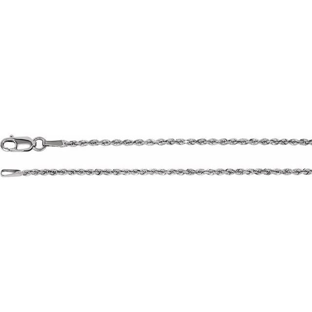 14K Yellow Gold 1.6 mm Diamond-Cut Rope 7" Chain