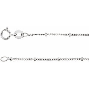 14K Yellow Gold 1 mm Beaded Curb Chain - 16 Inch Luxury Jewelry