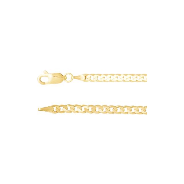 14K Yellow Gold 3 mm Curb Chain Bracelet - Elegant and Polished