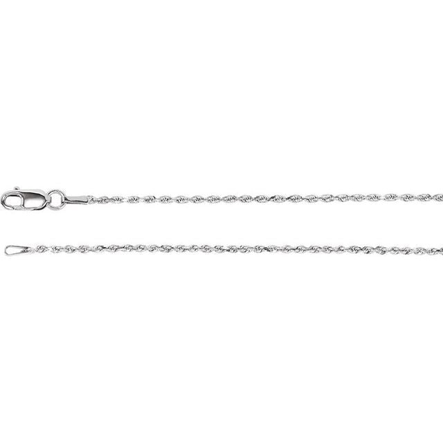 14K Yellow Gold, 1.3 mm Diamond-Cut Rope 16" Chain