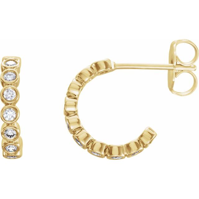 14K Gold Natural Diamond Hoop Earrings - Options Available